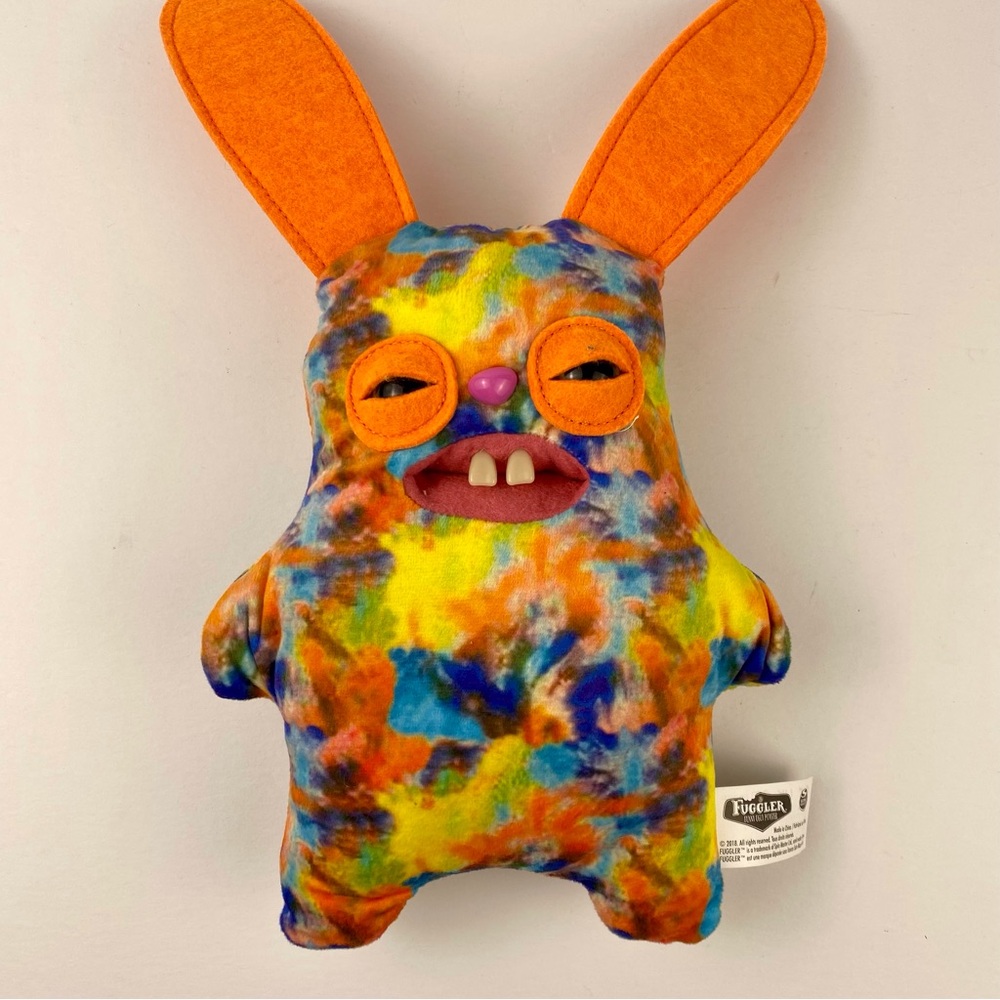 Fuggler Laboratory Misfits 9 Inch Plush Rabid Rabbit Orange Tie Dye Ugly Doll